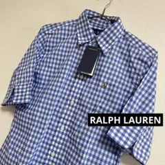 新品RALPH LAUREN ギンガムチェック ブルー 半袖 シャツ M