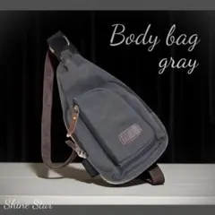 ボディバッグ ショルダーバッグ 斜めがけ メンズ グレー 帆布 新品
