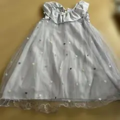 薄紫色 ハート刺繍ノースリーブワンピース120