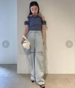 最終値下✨ほぼ未使用 SNIDEL プリーツフリルドッキングニット