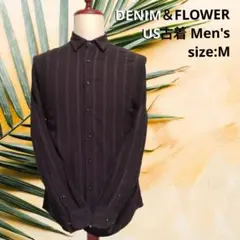 DENIM＆FLOWER US古着 長袖シャツ Men's size:M 黒