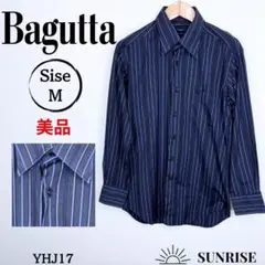 ★美品 Bagutta バグッタ ネイビー ストライプ 長袖シャツ Yシャツ M
