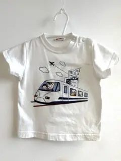 【再値引き】ファミリア　新幹線　おはなしTシャツ 90