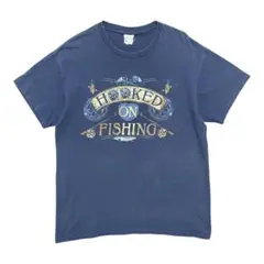 USA 古着 フィッシング ルアー Tシャツ プリント ネイビー メンズL