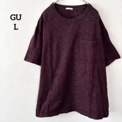 ジーユー ポケット付き半袖Tシャツ 紫 L