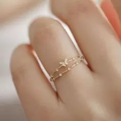 ♥️残り２点♥️リング　指輪　ゴールド　蝶　シンプル　フリー　ダブル　海外