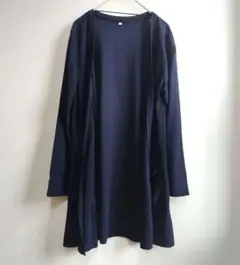 ☆美品☆クロッシー　長袖カーディガン　ロング　ボタンレス　ネイビー　M