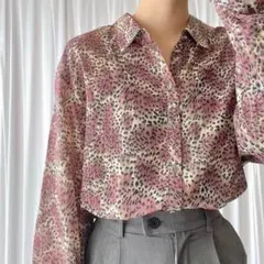 ヴィンテージ レオパード ヒョウ柄 柄シャツ ブラウス 古着 レトロ A160