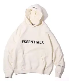 ESSENTIALSフロントロゴ プルオーバーパーカー(クリーム)