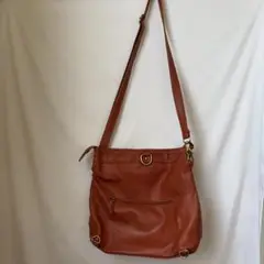 オレンジ レザー ショルダーバッグ