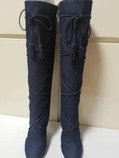 DIANAデニム生地ロングブーツ新品未使用24cm
