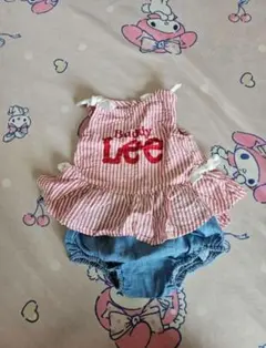 子供服　Lee　ベビーセットアップ　赤白ストライプ　女の子　80センチ　かわいい