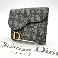 美品✨ Dior ディオール トロッターサドル 折り財布 ネイビー