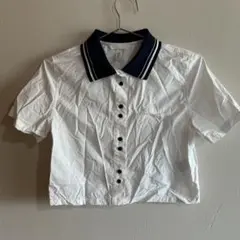 H&M ホワイトショート丈ポロシャツ 半袖