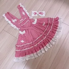 送料無料 新品未使用 モモコハウス ギンガムチェック フリルエプロン フルセット