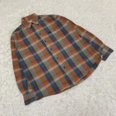 MISSONI SPORT ミッソーニ　長袖チェック柄シャツ　オレンジ　青　M