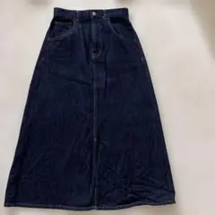 ダークデニム ロングスカート スリット付き
