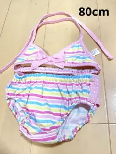 キッズ　子ども　水着　80㎝　女の子　花柄　ビキニ　ピンク　保育園幼稚園
