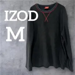 一点物❣️IZOD 【M】クルーネック ブラックフリース　赤ステッチ　ポリエステル