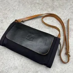 【美品】イルビゾンテ ショルダーバッグ ロゴ レザー ブラック