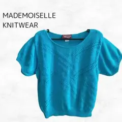 一点物 古着⭐️MADEMOISELLE KNITWEAR M ニット 半袖 青