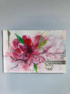 抽象画 コラージュ アート 原画 ポストカードサイズ