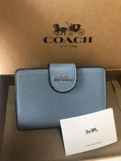 コーチ COACH ミディアム コーナージップ 財布 水色 トレンド
