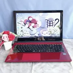 美品✨大人気 NECノートパソコン 赤❣ 薄型軽量 大容量1TB カメラ付