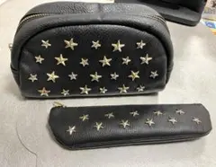 美品 しまむら ポーチ ペンケース セット スタッズ 星 黒