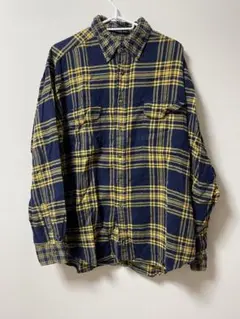 Dockers (by Levi’s)ネイビー，イエロー柄 長袖ネルシャツ L