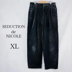 『NICOLE』ニコル(XL)ワイドパンツ/綿87% 黒
