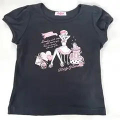 メゾピアノ Tシャツ 150 女の子 ブラック プリント 半袖