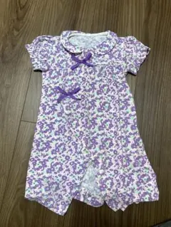 紫系花柄ロンパース 80サイズ