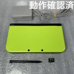 【動作品】Newニンテンドー3DSLL 本体ブラック×ライム　充電器セット