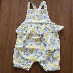 レモン柄 フリル付きロンパース 95cm未満