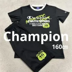 【Champion 】Tシャツ&ハーフパンツ 　上下セット 黒✖︎ライム 160㎝
