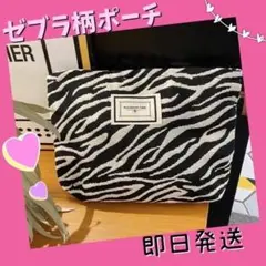 ゼブラ柄ポーチ 化粧品 小物 アニマル お洒落 可愛い 人気 大きい 黒
