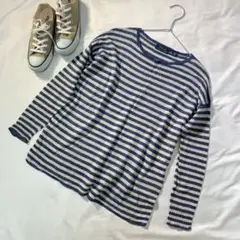 【ポロラルフローレン】ニット セーター ボーダー ネイビー 長袖(XS)トップス