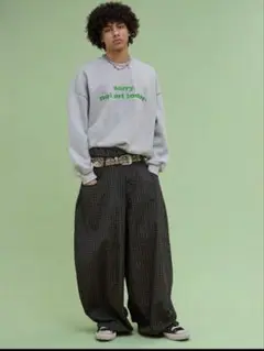 チェック柄リラックスフィットワイドパンツ