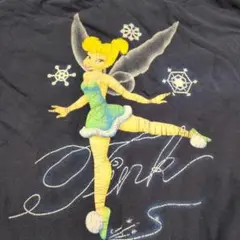 希少90-00s オールドディズニー　ティンカーベル　Tシャツ　ヴィンテージ　紺