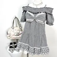 00s TRALALA ドットレース ホワイトシフォン前開きチュニック 姫系 リンク】オーバーレースチュニック(キッズ)（チュニック