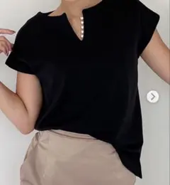 Myu ミュー 黒 パール フレンチスリーブ 半袖 Tシャツ