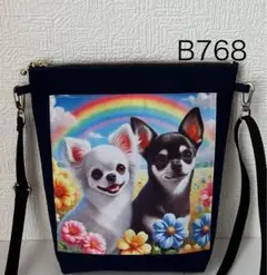 ハンドメイドB768 犬柄のショルダーバッグ
