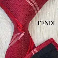 極美品✨ FENDI フェンディ ネクタイ レッド ズッカ柄