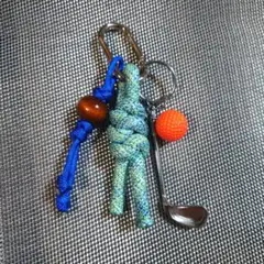 ハンドメイド　キーホルダー　パラコード　カラビナ　ゴルフ