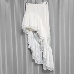 【新品】アシンメトリーレーススカート ホワイト