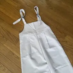 ホワイト ワイドレッグ サロペット