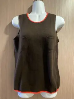 ポールカPAULE KA★ノースリーブニット★茶★カシミア