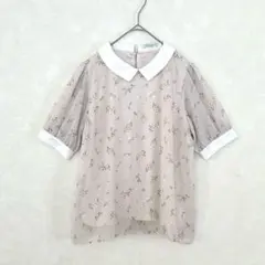 earth music&ecology 花柄　シフォンブラウス　シースルー　半袖