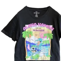 BFXC キャラ Tシャツ 古着 黒 リロ アンド スティッチ ハワイ サーフ